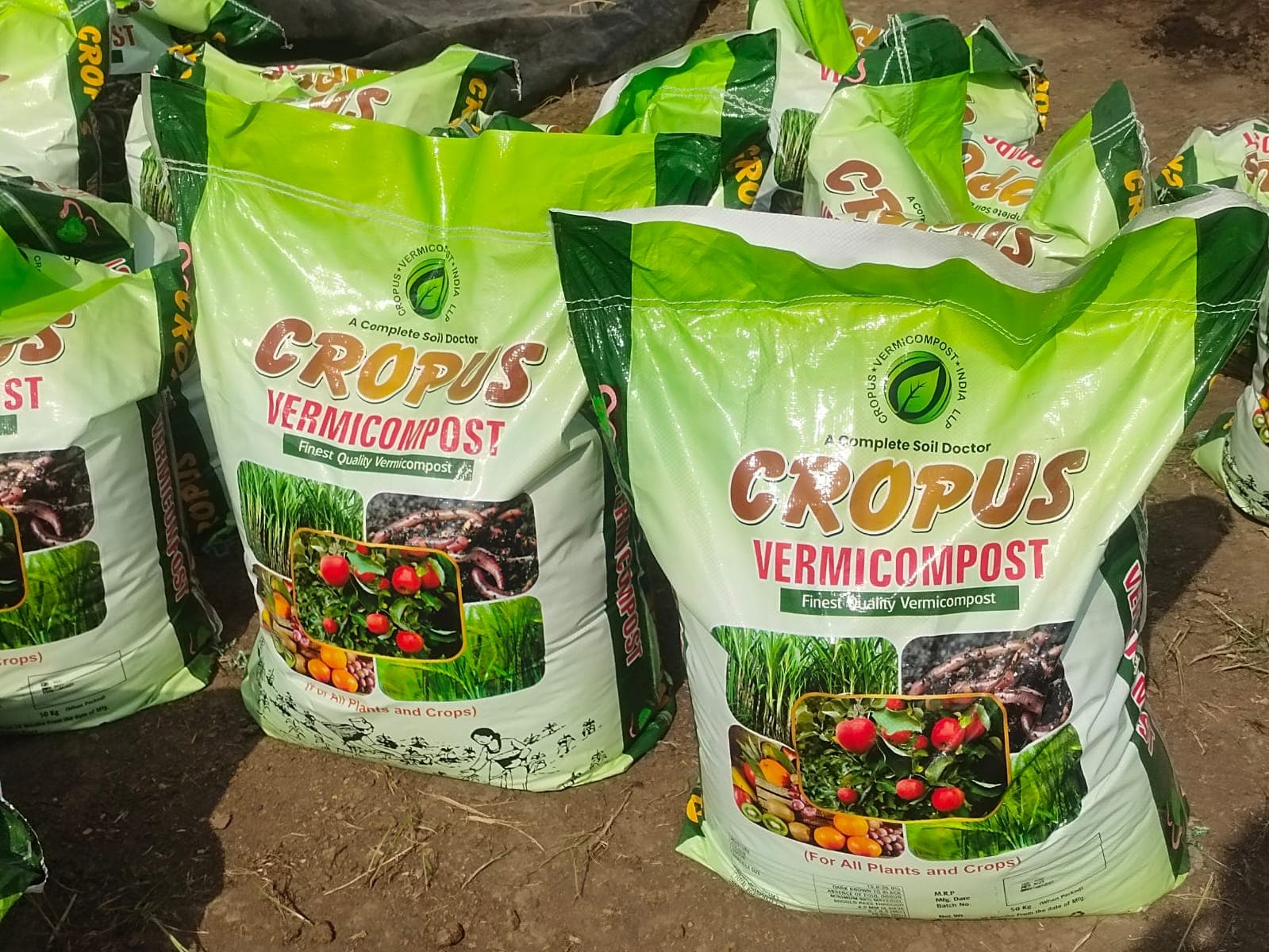 CROPUS packaged vermicompost bags ready for supply
